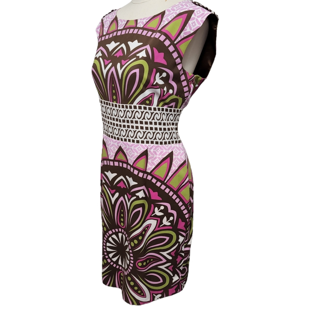 Nicole by Nicole Miller Abstract Medallion Patchwork Sheath Dress Size 10 - Picture 6 of 14